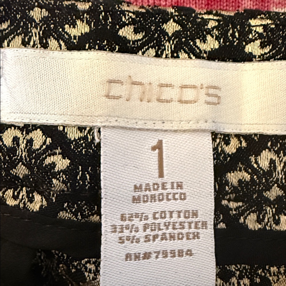 Chico’s Brown & Black Jacquard Slim Ankle Pants Stretch Dress Trousers - Picture 4 of 7